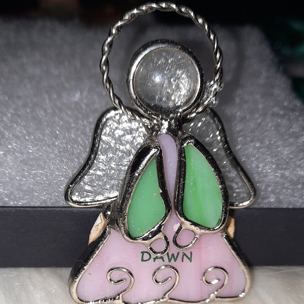 Dawn Name Angel ornament Nwt stained glass angel Decor by Ganz